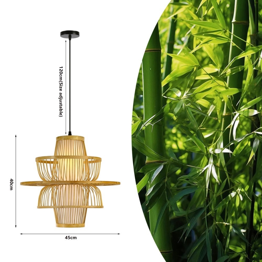 Candeeiro suspenso PINCHOS 1xE27/40W/230V diâmetro 45 cm bambu