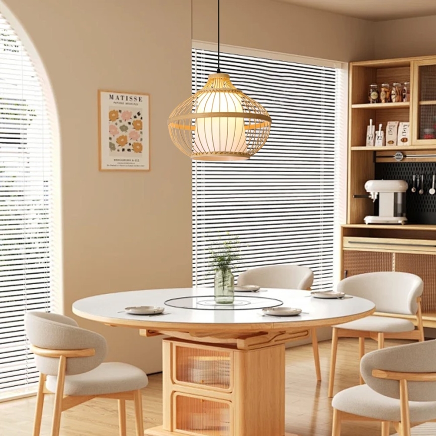 Candeeiro suspenso PINCHOS 1xE27/40W/230V diâmetro 40 cm bambu