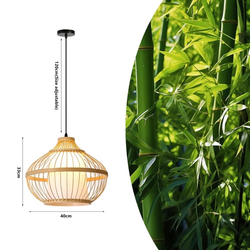 Candeeiro suspenso PINCHOS 1xE27/40W/230V diâmetro 40 cm bambu