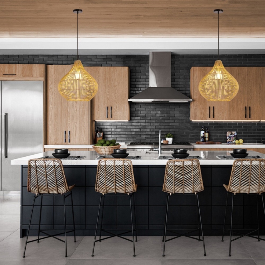 Candeeiro suspenso PELO 1xE27/40W/230V diâmetro 40 cm vime