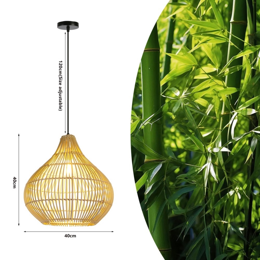 Candeeiro suspenso PELO 1xE27/40W/230V diâmetro 40 cm vime