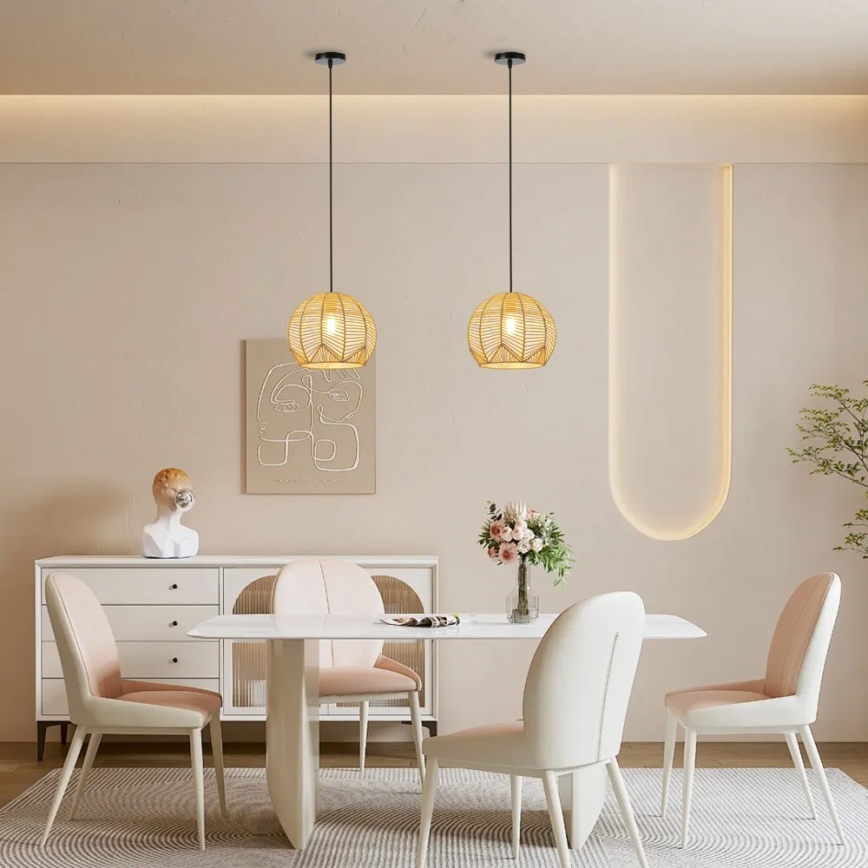 Candeeiro suspenso PELO 1xE27/40W/230V diâmetro 30 cm vime