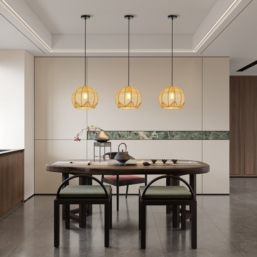 Candeeiro suspenso PELO 1xE27/40W/230V diâmetro 30 cm vime