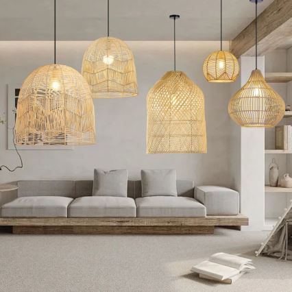 Candeeiro suspenso PELO 1xE27/40W/230V diâmetro 30 cm vime