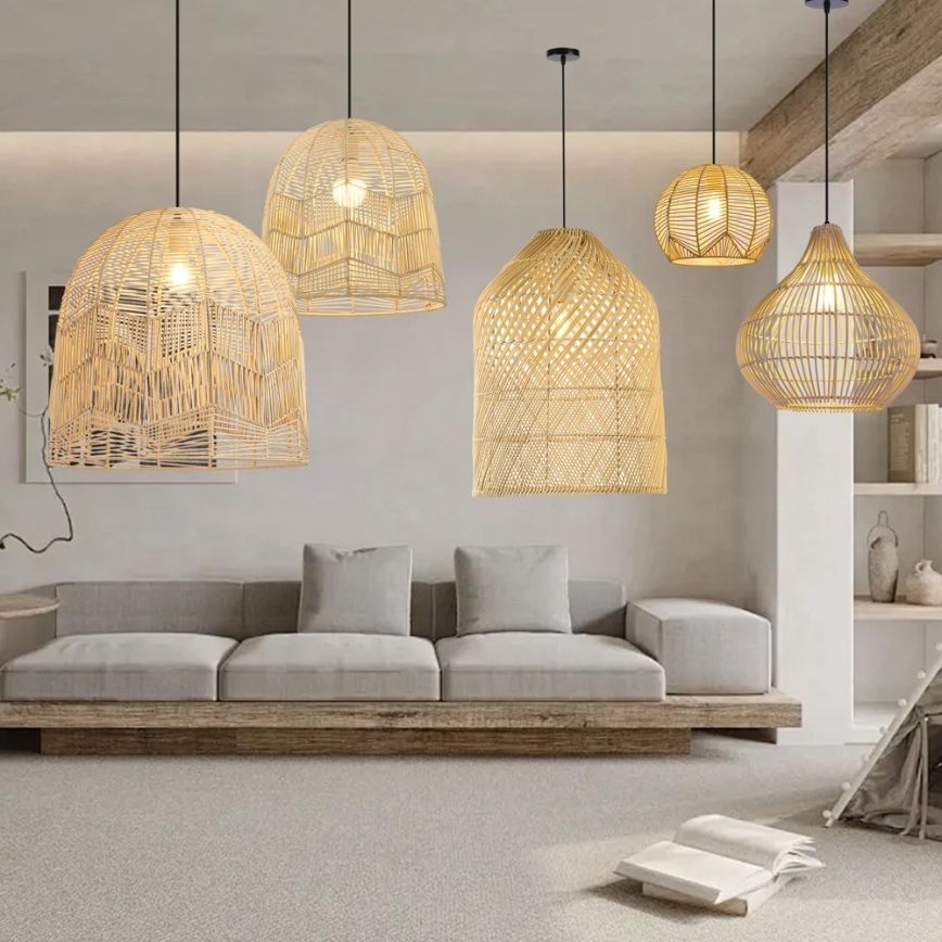 Candeeiro suspenso PELO 1xE27/40W/230V diâmetro 30 cm vime