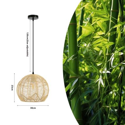 Candeeiro suspenso PELO 1xE27/40W/230V diâmetro 30 cm vime