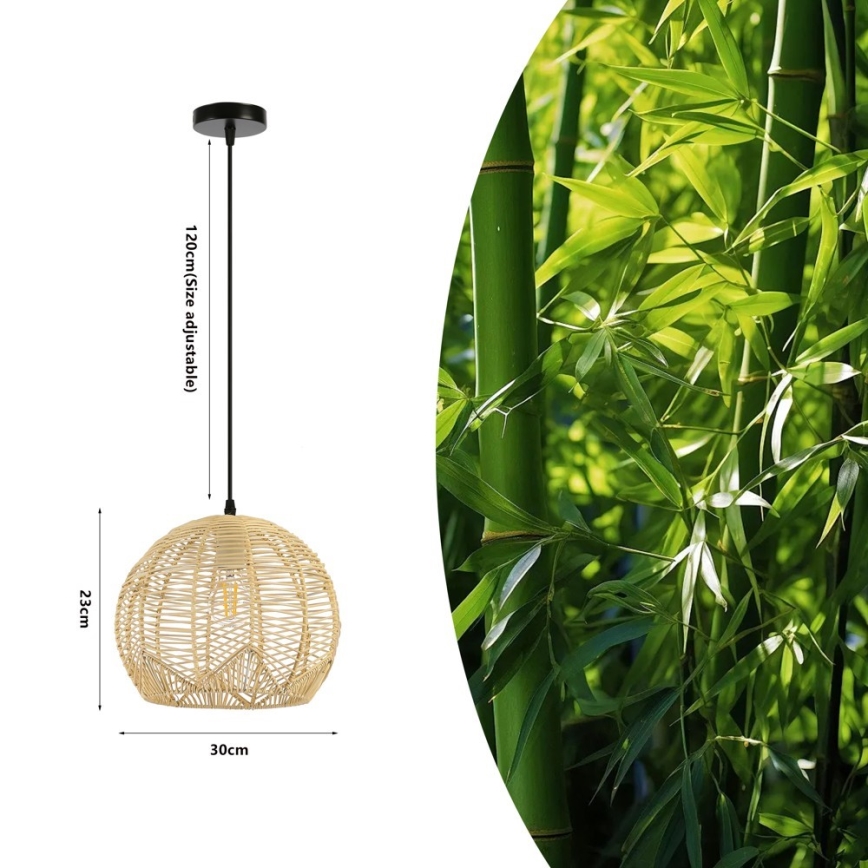 Candeeiro suspenso PELO 1xE27/40W/230V diâmetro 30 cm vime
