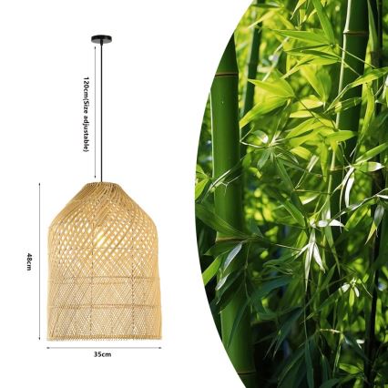 Candeeiro suspenso PELO 1xE27/40W/230V diâmetro 35 cm vime
