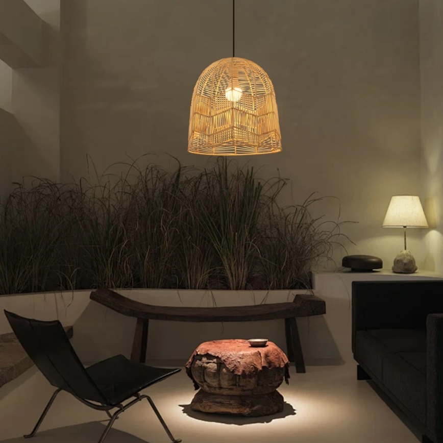 Candeeiro suspenso PELO 1xE27/40W/230V diâmetro 40 cm vime