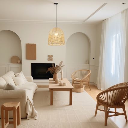 Candeeiro suspenso PELO 1xE27/40W/230V diâmetro 40 cm vime