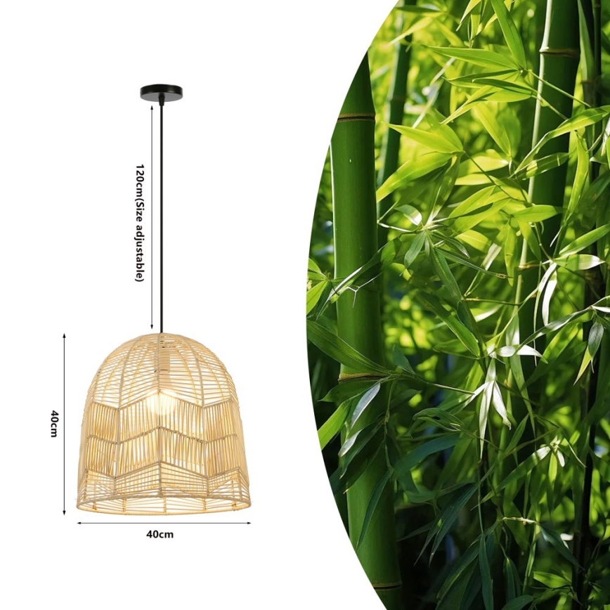 Candeeiro suspenso PELO 1xE27/40W/230V diâmetro 40 cm vime
