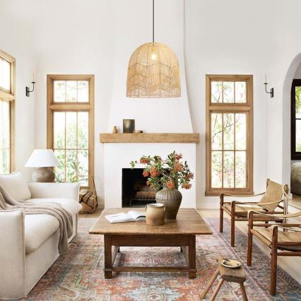 Candeeiro suspenso PELO 1xE27/40W/230V diâmetro 50 cm vime