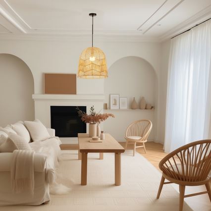 Candeeiro suspenso PELO 1xE27/40W/230V diâmetro 50 cm vime