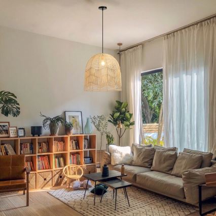 Candeeiro suspenso PELO 1xE27/40W/230V diâmetro 50 cm vime