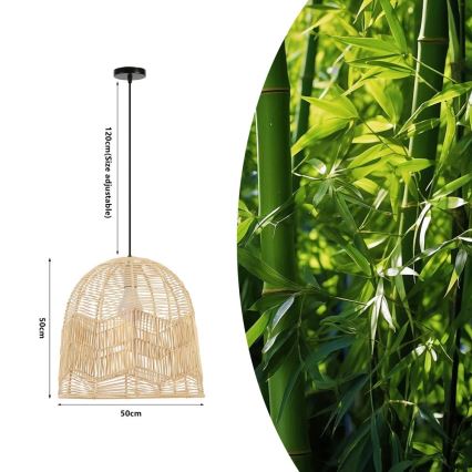 Candeeiro suspenso PELO 1xE27/40W/230V diâmetro 50 cm vime