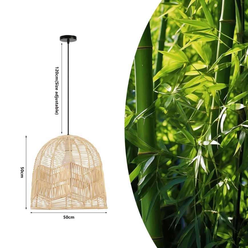 Candeeiro suspenso PELO 1xE27/40W/230V diâmetro 50 cm vime
