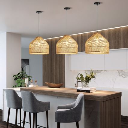Candeeiro suspenso PELO 1xE27/40W/230V diâmetro 40 cm vime