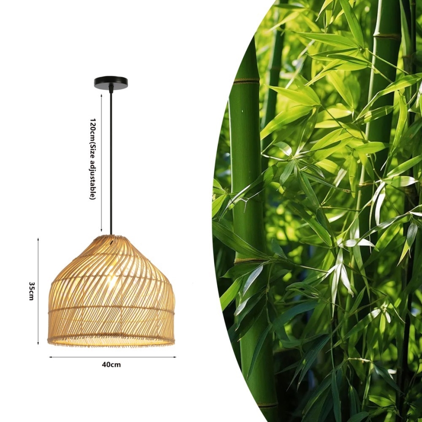 Candeeiro suspenso PELO 1xE27/40W/230V diâmetro 40 cm vime