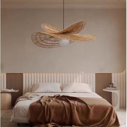 Candeeiro suspenso MARIPOSA 1xE27/40W/230V diâmetro 80 cm juta