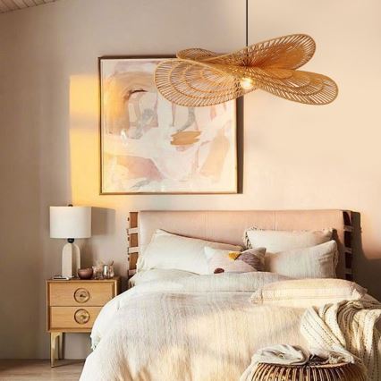 Candeeiro suspenso MARIPOSA 1xE27/40W/230V diâmetro 80 cm juta