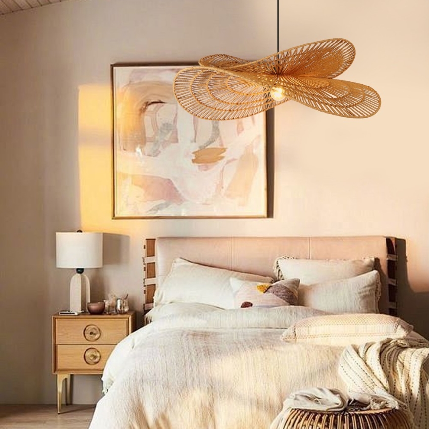 Candeeiro suspenso MARIPOSA 1xE27/40W/230V diâmetro 80 cm juta