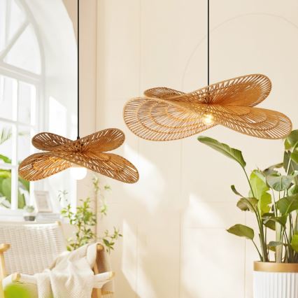 Candeeiro suspenso MARIPOSA 1xE27/40W/230V diâmetro 80 cm juta