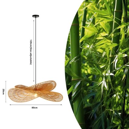 Candeeiro suspenso MARIPOSA 1xE27/40W/230V diâmetro 80 cm juta
