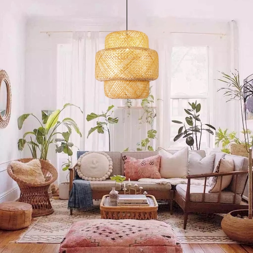 Candeeiro suspenso HILO 1xE27/40W/230V diâmetro 47 cm bambu