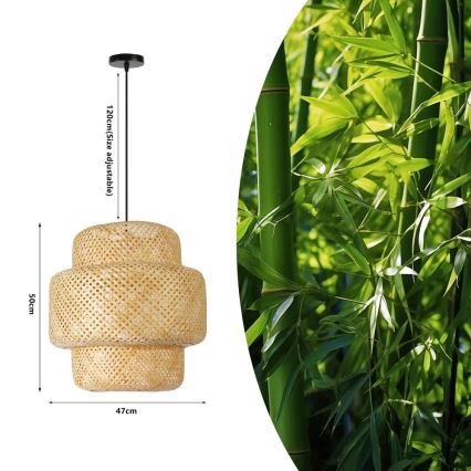 Candeeiro suspenso HILO 1xE27/40W/230V diâmetro 47 cm bambu