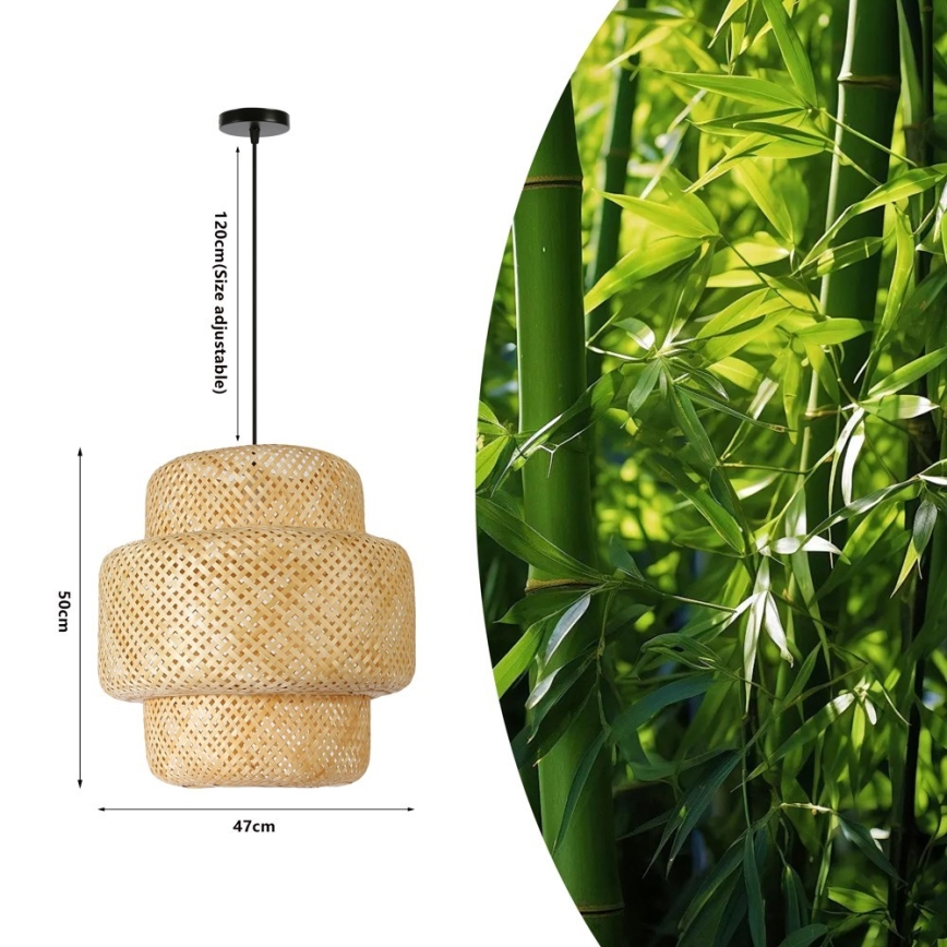 Candeeiro suspenso HILO 1xE27/40W/230V diâmetro 47 cm bambu