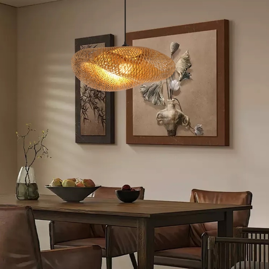 Candeeiro suspenso HILO 1xE27/40W/230V diâmetro 60 cm bambu
