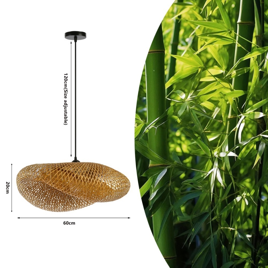 Candeeiro suspenso HILO 1xE27/40W/230V diâmetro 60 cm bambu