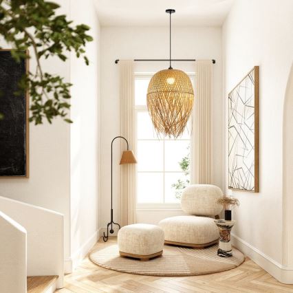 Candeeiro suspenso HILO 1xE27/40W/230V diâmetro 45 cm bambu