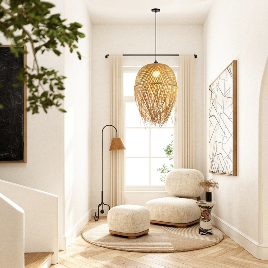 Candeeiro suspenso HILO 1xE27/40W/230V diâmetro 45 cm bambu
