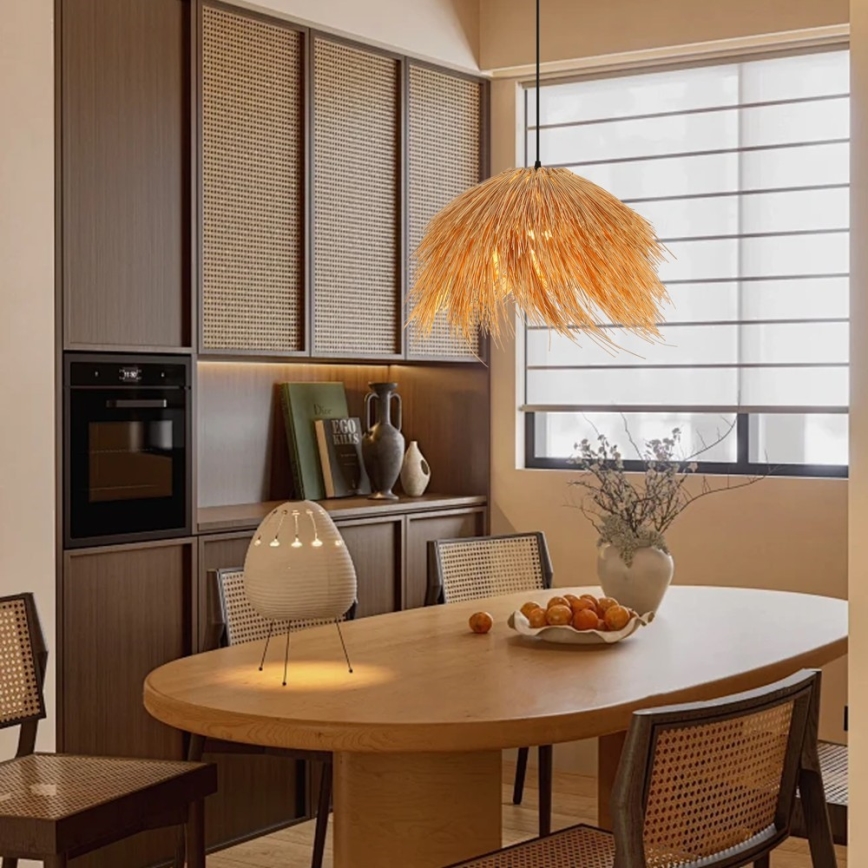 Candeeiro suspenso NATURALEZA 1xE27/40W/230V diâmetro 55 cm vime