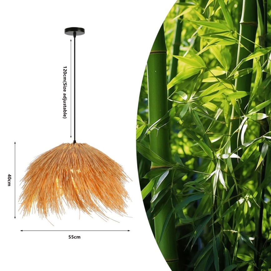Candeeiro suspenso NATURALEZA 1xE27/40W/230V diâmetro 55 cm vime