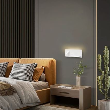 Immax 08285L - Luminária de parede LED com prateleira, porta USB e carregamento sem fio Be PREPARE LED/3W/230V + LED/3W branco
