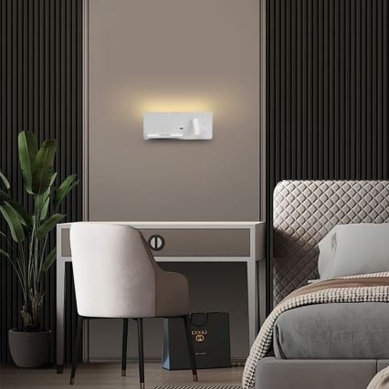 Immax 08286L - Foco de luz LED para parede com prateleira, porta USB e carregamento sem fios Be PREPARE LED/3W/230V + LED/3W branco