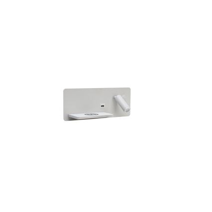 Immax 08286L - Foco de luz LED para parede com prateleira, porta USB e carregamento sem fios Be PREPARE LED/3W/230V + LED/3W branco