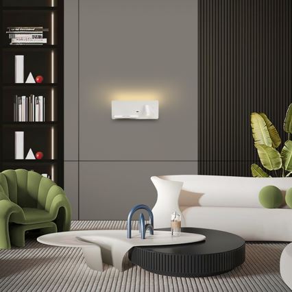 Immax 08286L - Luminária de parede LED com prateleira, porta USB e carregamento sem fio Be PREPARE LED/3W/230V + LED/3W branco
