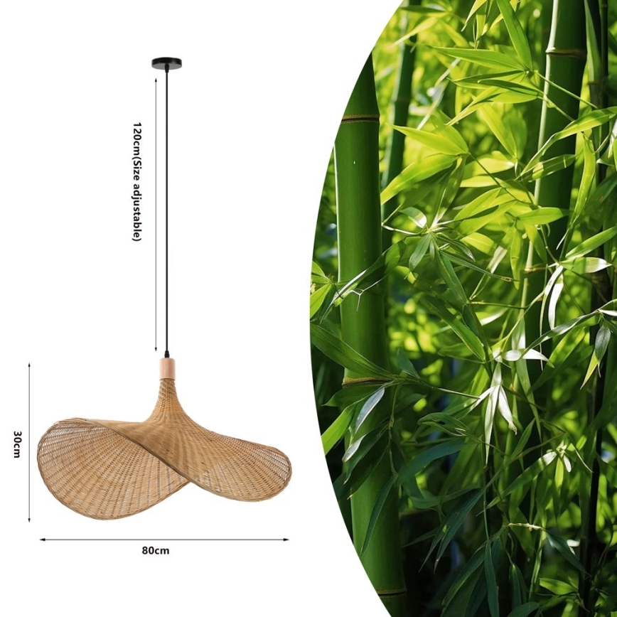 Immax 08290L - Candeeiro suspenso SOMBRERO 1xE27/40W/230V diâmetro 80 cm vime