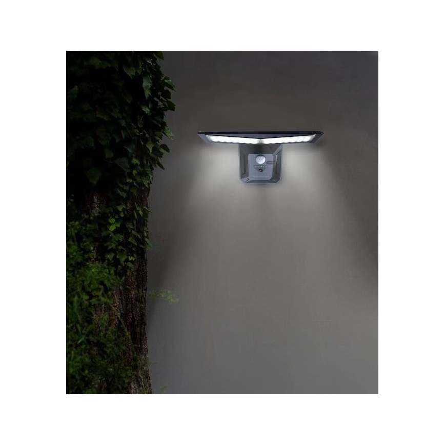 Iluminação solar de parede LED com sensor LED/2,6W/5,5V IP65 1800 mAh preto