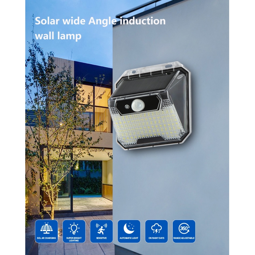 Iluminação solar de parede LED com sensor LED/3W/5,5V IP65