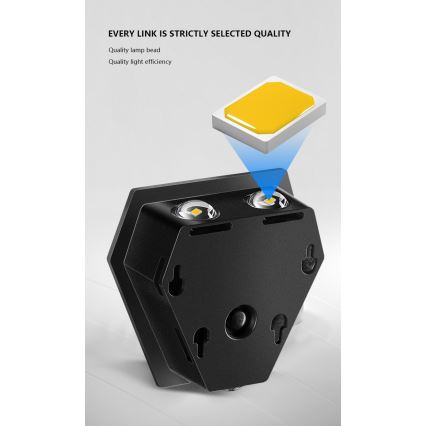 Luminária de parede solar LED com sensor LED/2W/5V IP54 1300 mAh