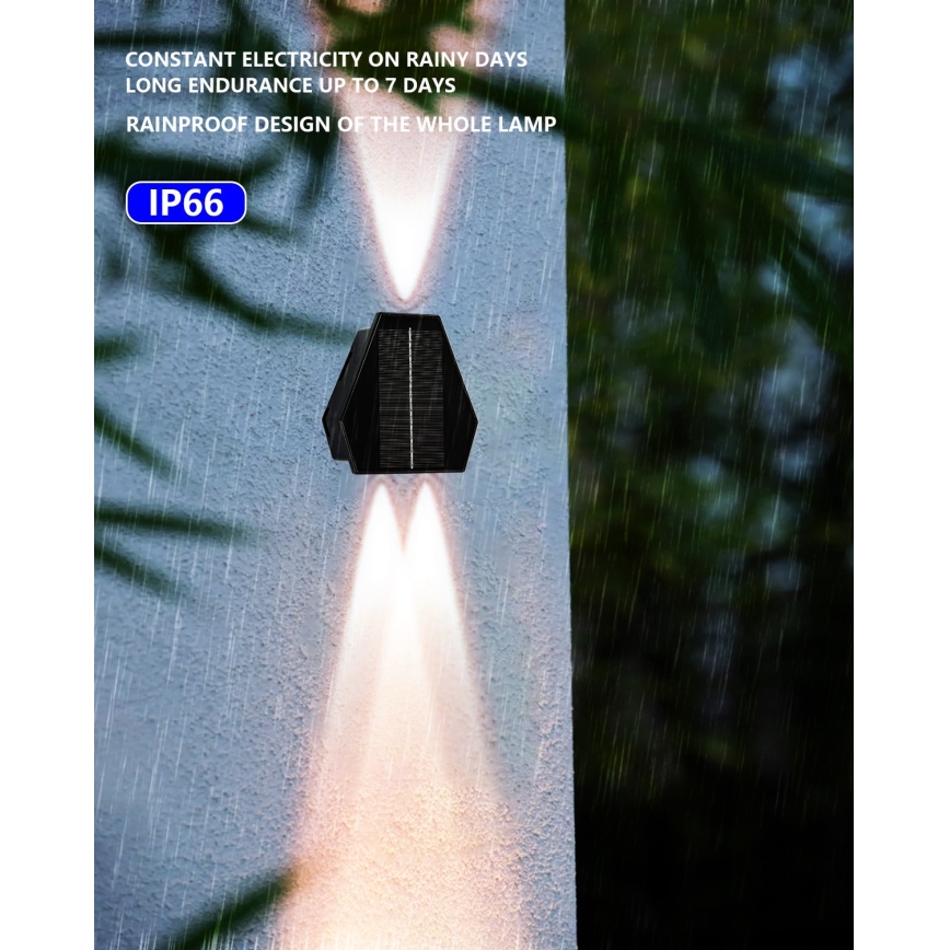 Luminária de parede solar LED com sensor LED/2W/5V IP54 1300 mAh
