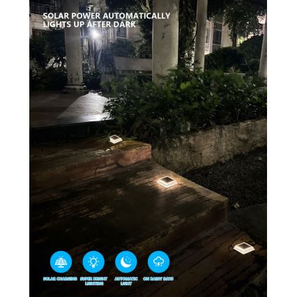 Iluminação solar exterior LED com sensor LED/0,03W/1,2V IP54 800 mAh