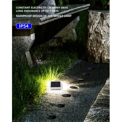 Iluminação solar exterior LED com sensor LED/0,03W/1,2V IP54 800 mAh