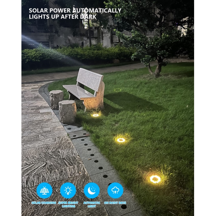CONJUNTO 4x Luzes solares LED com regulação e sensor LED/0,048W/2V IP68 600 mAh