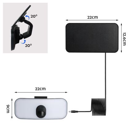 Luminária de parede solar LED com sensor LED/13W/3,7V 4000K IP65 400 mAh