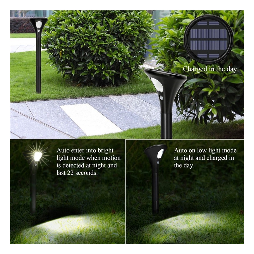 Candeeiro solar LED com sensor LED/1W/3,7V 6000K IP65